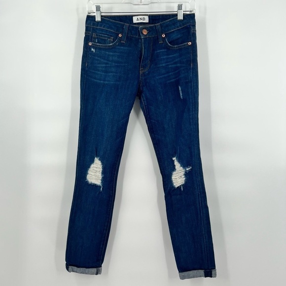 A.N.D. A New Denim blue ripped rolled skinny jeans pants trousers size 27 - Picture 1 of 10